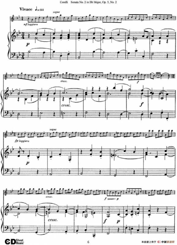 Sonata No.2 in Bb MajorOp.5 No.2（小提琴+钢琴伴奏）