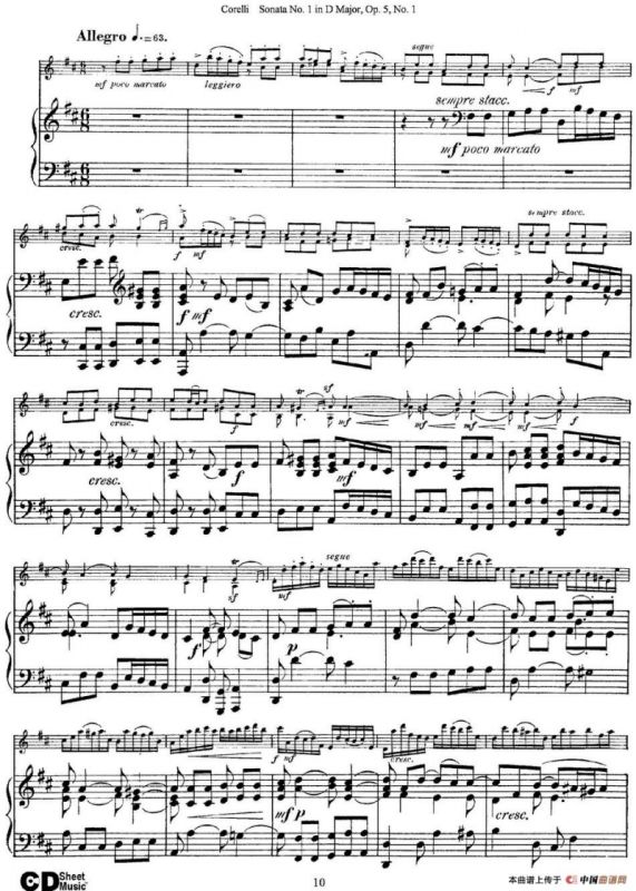 Sonata No.1 in D MajorOp.5 No.1（小提琴+钢琴伴奏）