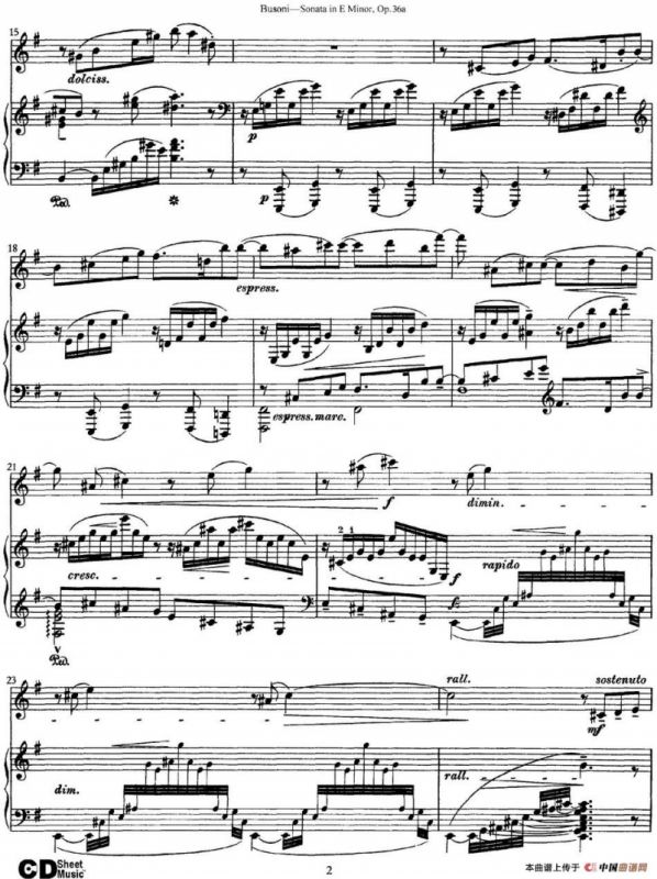 Violin Sonata No.2 in E Minor Op.36（小提琴+钢琴伴奏）