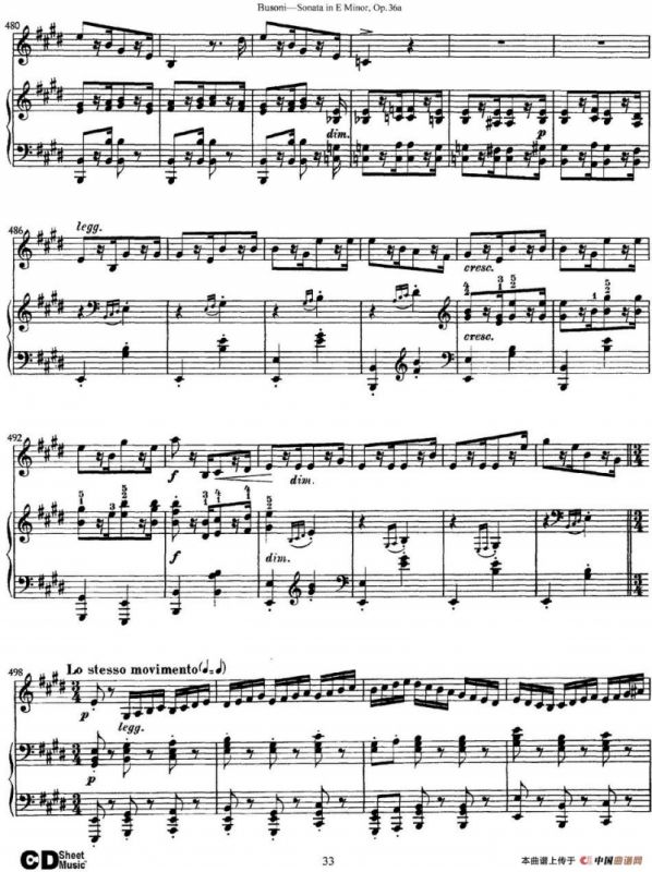 Violin Sonata No.2 in E Minor Op.36（小提琴+钢琴伴奏）