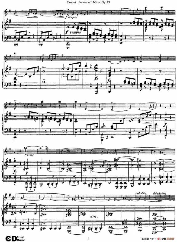 Violin Sonata No.1 in E Minor Op.29（小提琴+钢琴伴奏）