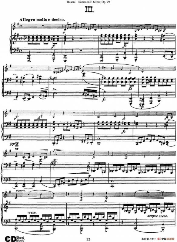 Violin Sonata No.1 in E Minor Op.29（小提琴+钢琴伴奏）
