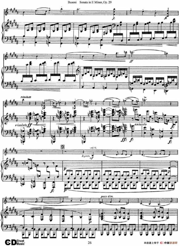 Violin Sonata No.1 in E Minor Op.29（小提琴+钢琴伴奏）