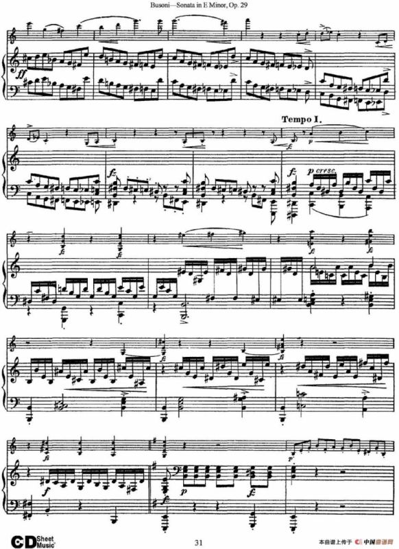 Violin Sonata No.1 in E Minor Op.29（小提琴+钢琴伴奏）