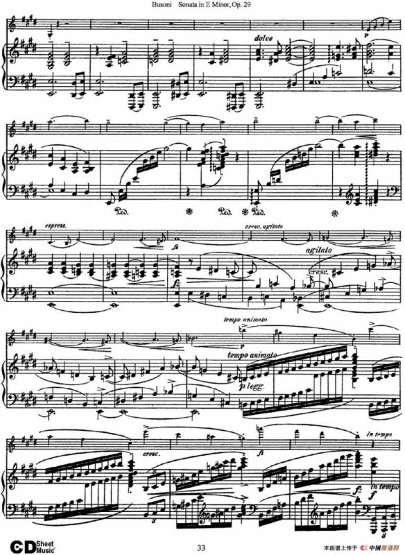 Violin Sonata No.1 in E Minor Op.29（小提琴+钢琴伴奏）