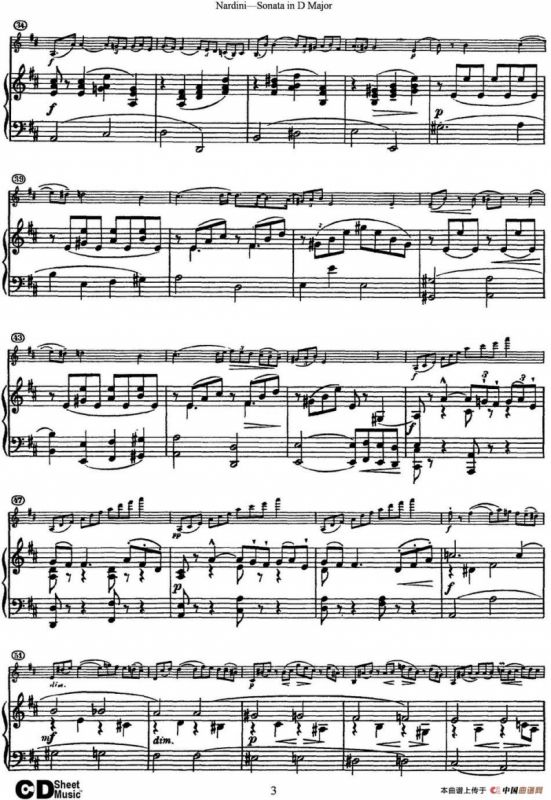 Nardini Violin Sonata in D Major（小提琴+钢琴伴奏）