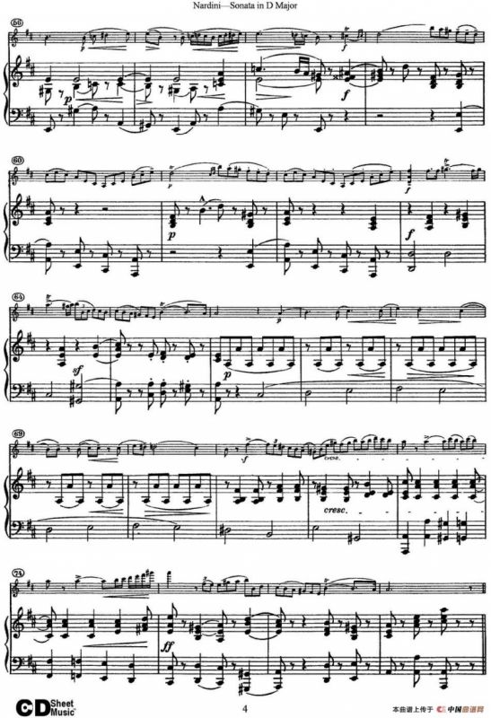 Nardini Violin Sonata in D Major（小提琴+钢琴伴奏）