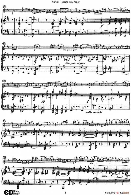 Nardini Violin Sonata in D Major（小提琴+钢琴伴奏）