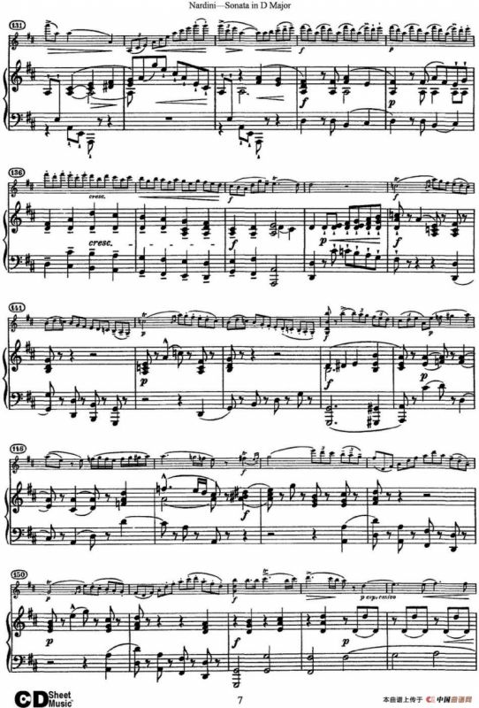 Nardini Violin Sonata in D Major（小提琴+钢琴伴奏）