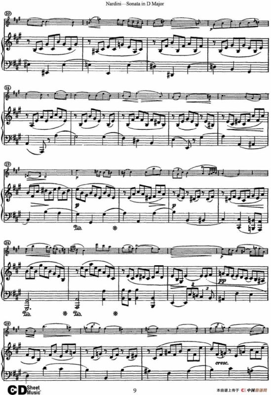 Nardini Violin Sonata in D Major（小提琴+钢琴伴奏）