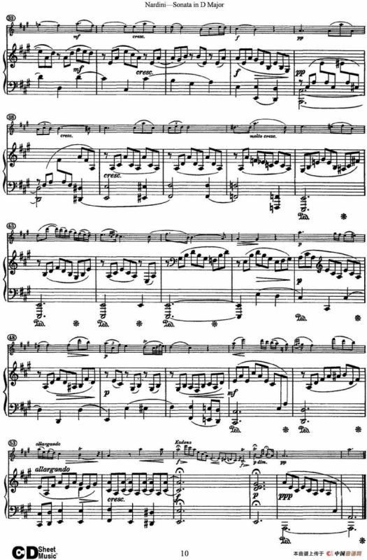 Nardini Violin Sonata in D Major（小提琴+钢琴伴奏）