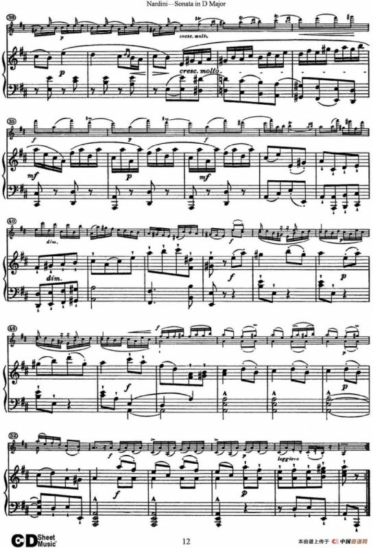 Nardini Violin Sonata in D Major（小提琴+钢琴伴奏）
