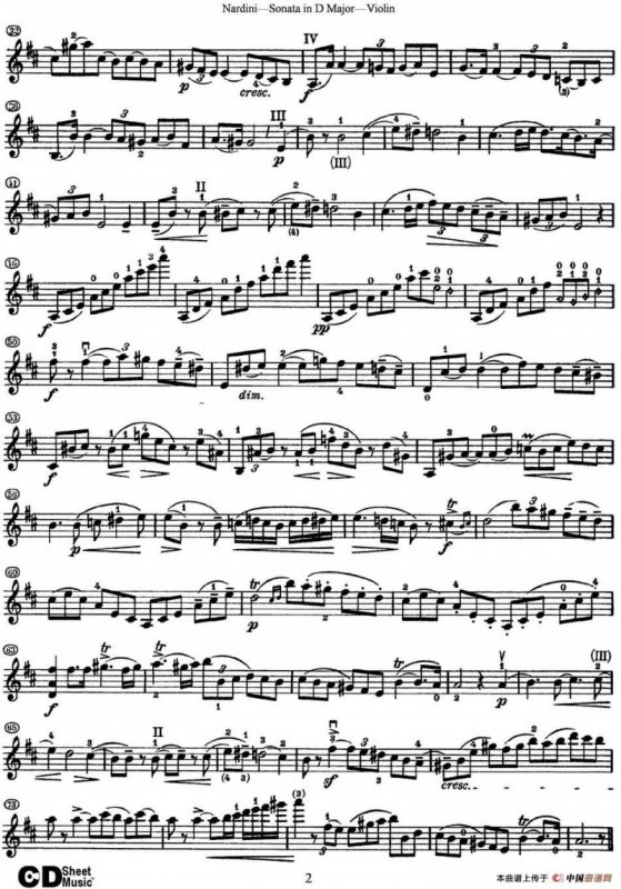 Nardini Violin Sonata in D Major