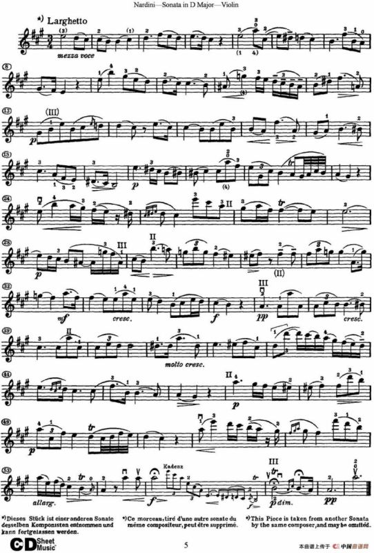 Nardini Violin Sonata in D Major