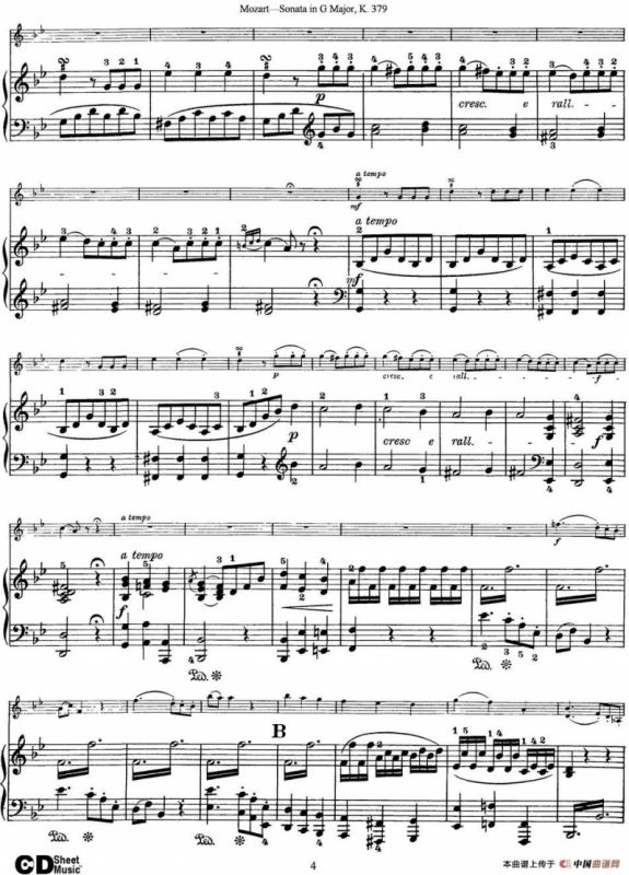 Violin Sonata in G Major K.379（小提琴+钢琴伴奏）