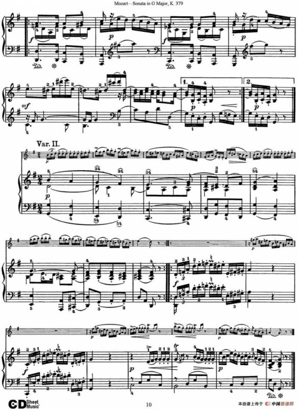 Violin Sonata in G Major K.379（小提琴+钢琴伴奏）