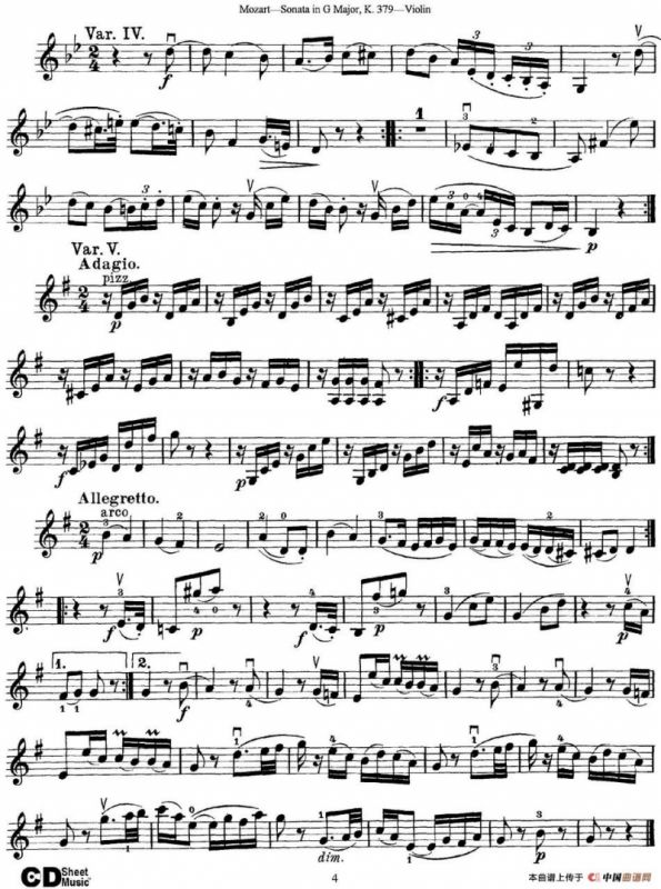 Violin Sonata in G Major K.379