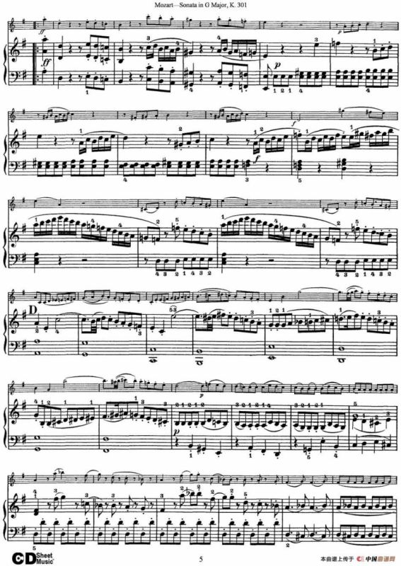 Violin Sonata in G Major K.301（小提琴+钢琴伴奏）