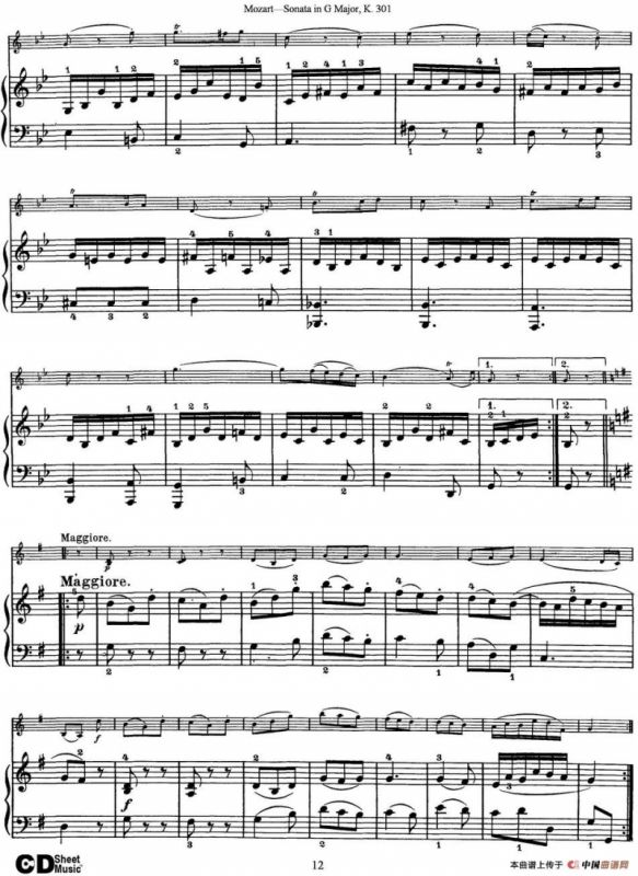 Violin Sonata in G Major K.301（小提琴+钢琴伴奏）