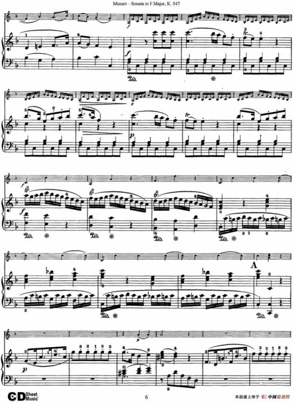 Violin Sonata in F Major K.547（小提琴+钢琴伴奏）