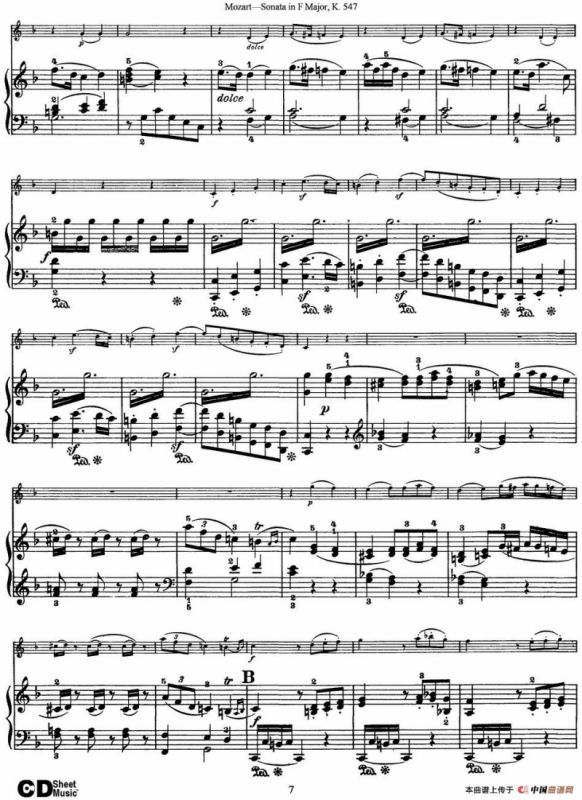 Violin Sonata in F Major K.547（小提琴+钢琴伴奏）