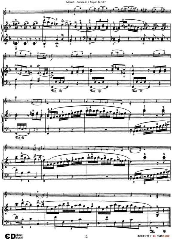 Violin Sonata in F Major K.547（小提琴+钢琴伴奏）