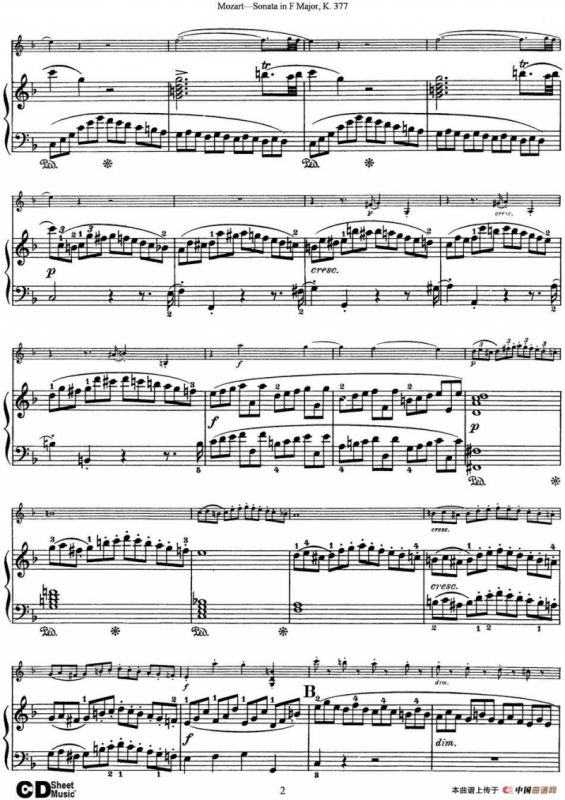 Violin Sonata in F Major K.377（小提琴+钢琴伴奏）