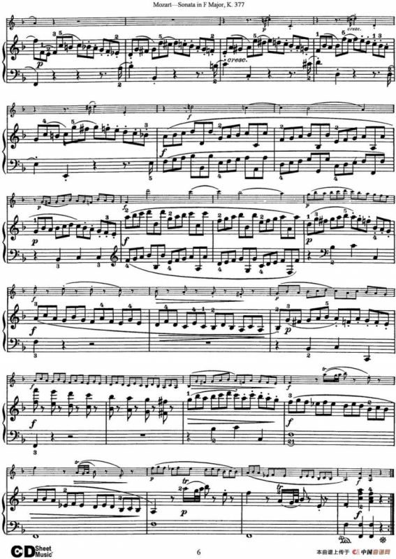 Violin Sonata in F Major K.377（小提琴+钢琴伴奏）