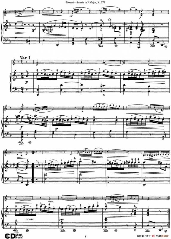 Violin Sonata in F Major K.377（小提琴+钢琴伴奏）