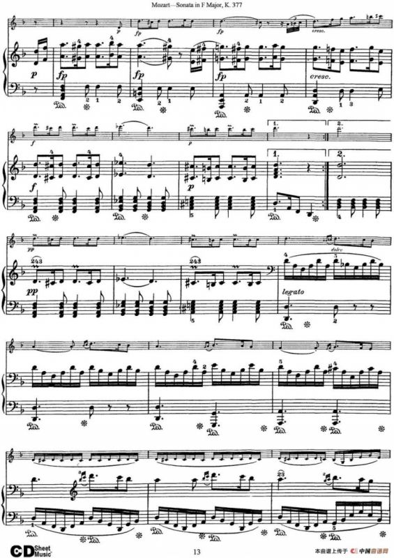 Violin Sonata in F Major K.377（小提琴+钢琴伴奏）