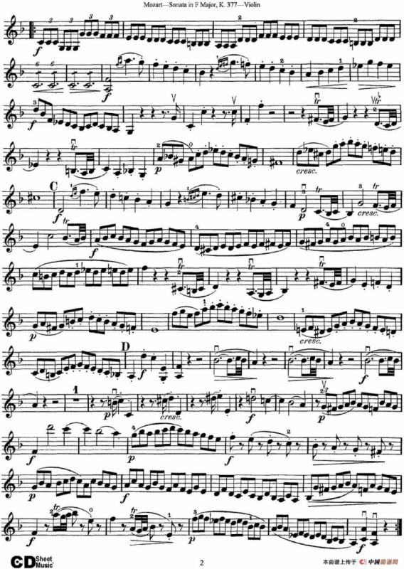 Violin Sonata in F Major K.377