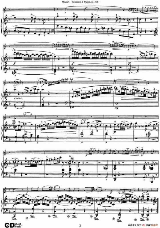 Violin Sonata in F Major K.376（小提琴+钢琴伴奏）