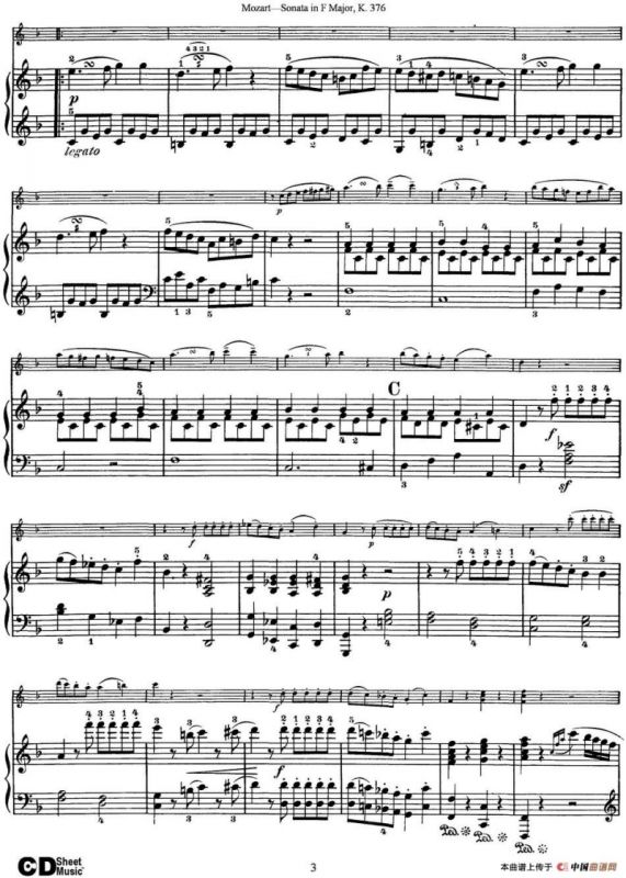 Violin Sonata in F Major K.376（小提琴+钢琴伴奏）