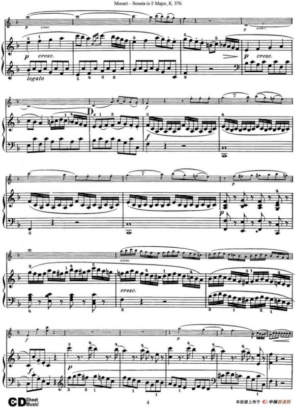 Violin Sonata in F Major K.376（小提琴+钢琴伴奏）