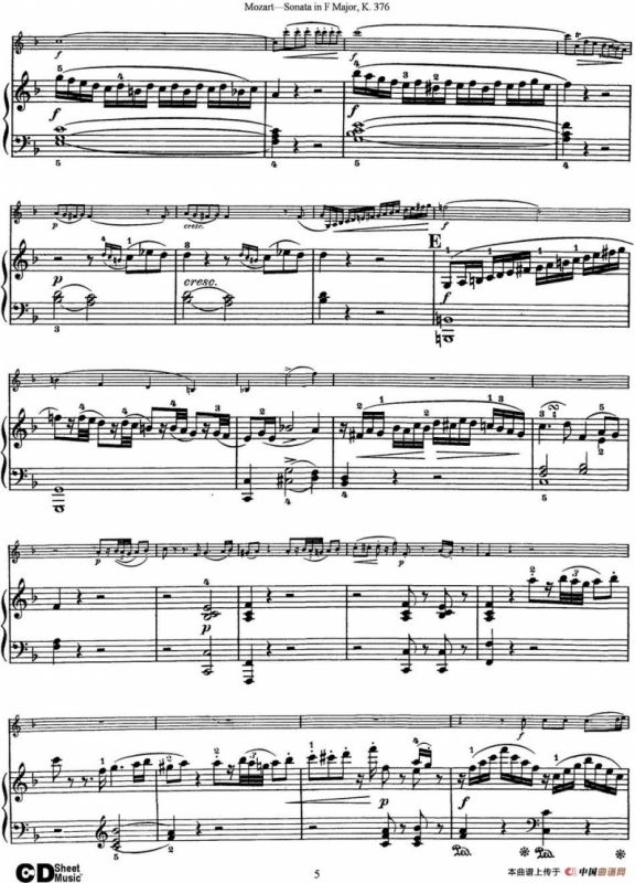 Violin Sonata in F Major K.376（小提琴+钢琴伴奏）