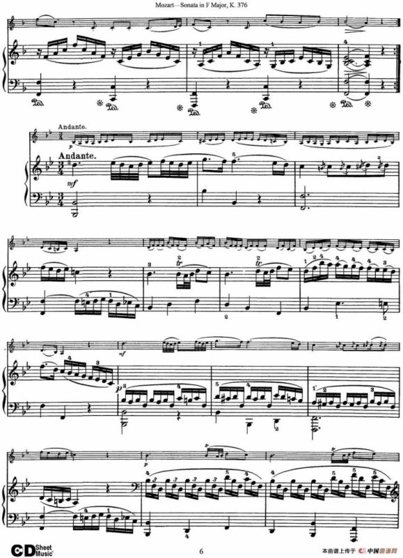 Violin Sonata in F Major K.376（小提琴+钢琴伴奏）