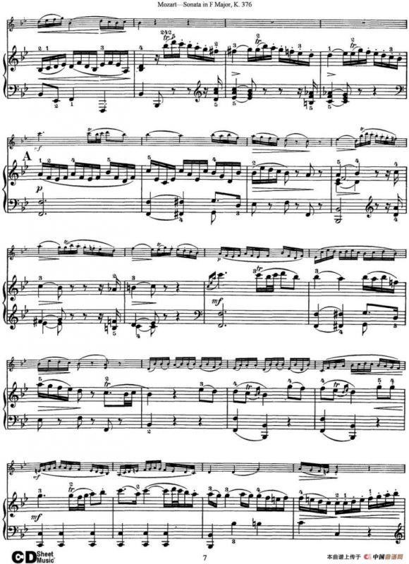 Violin Sonata in F Major K.376（小提琴+钢琴伴奏）