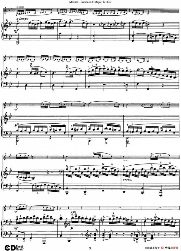 Violin Sonata in F Major K.376（小提琴+钢琴伴奏）