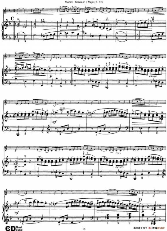 Violin Sonata in F Major K.376（小提琴+钢琴伴奏）