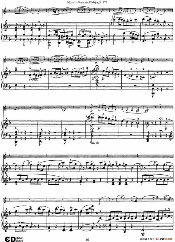 Violin Sonata in F Major K.376（小提琴+钢琴伴奏）
