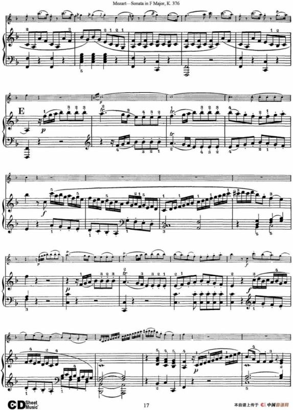 Violin Sonata in F Major K.376（小提琴+钢琴伴奏）