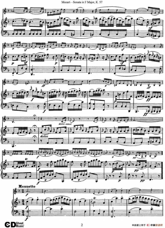 Violin Sonata in F Major K.357（小提琴+钢琴伴奏）