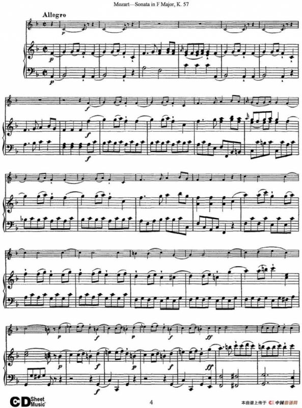 Violin Sonata in F Major K.357（小提琴+钢琴伴奏）