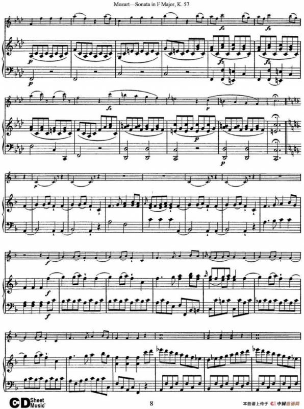 Violin Sonata in F Major K.357（小提琴+钢琴伴奏）