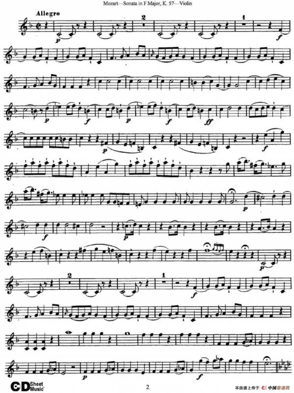 Violin Sonata in F Major K.357