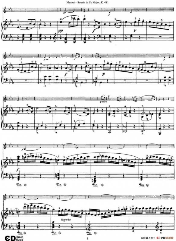 Violin Sonata in Eb Major K.481（小提琴+钢琴伴奏）