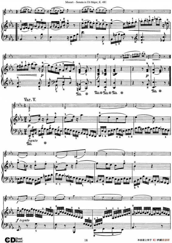 Violin Sonata in Eb Major K.481（小提琴+钢琴伴奏）