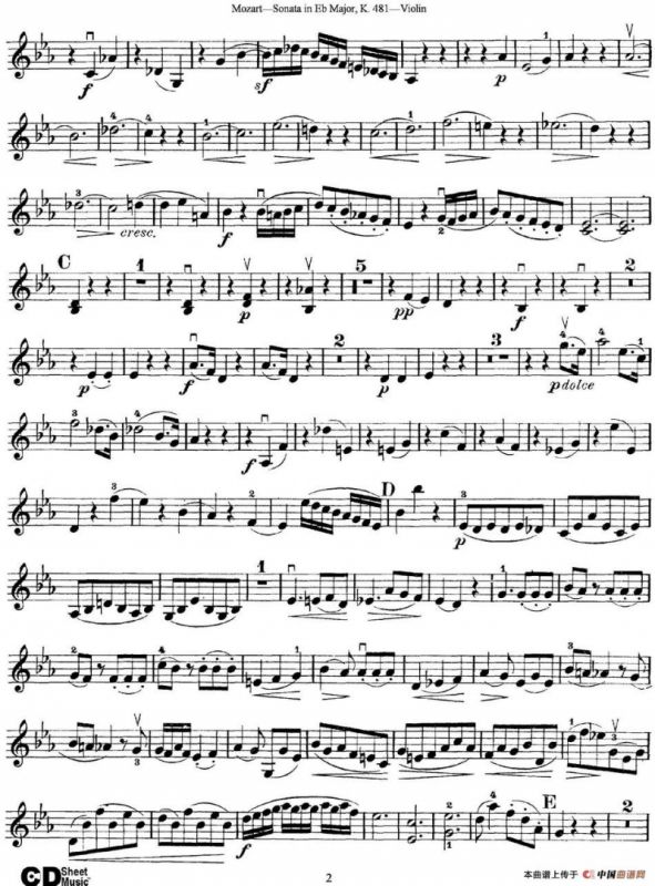 Violin Sonata in Eb Major K.481