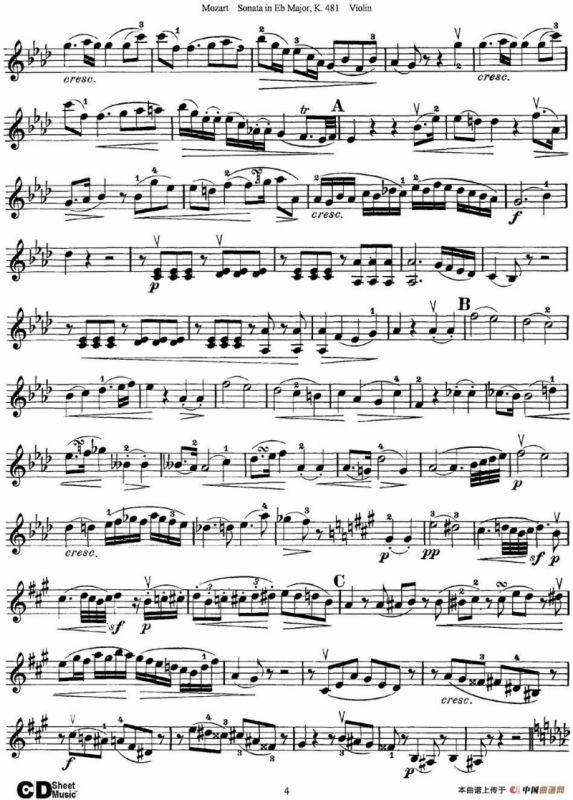 Violin Sonata in Eb Major K.481
