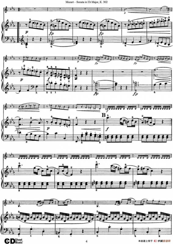 Violin Sonata in Eb Major K.302（小提琴+钢琴伴奏）